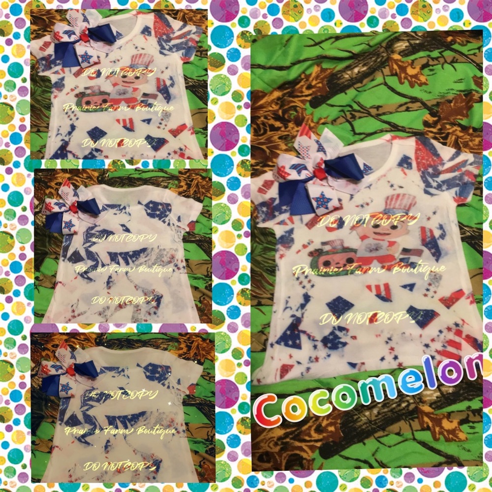 Cocomelon 4th of July Shirt & Matching Bow